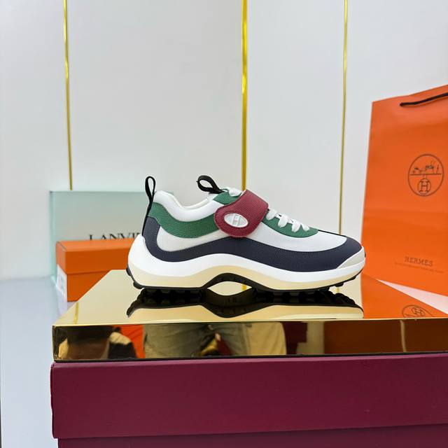 Women's size, Men's size 430 Hermes 25Ss new Loop Sneaker couple's style leather