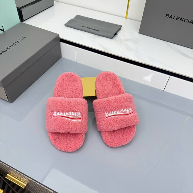 Factory Price Pp Thin-Soled *Balenciaga 2025 Winter New Thick-Soled Wedge Fur Sa