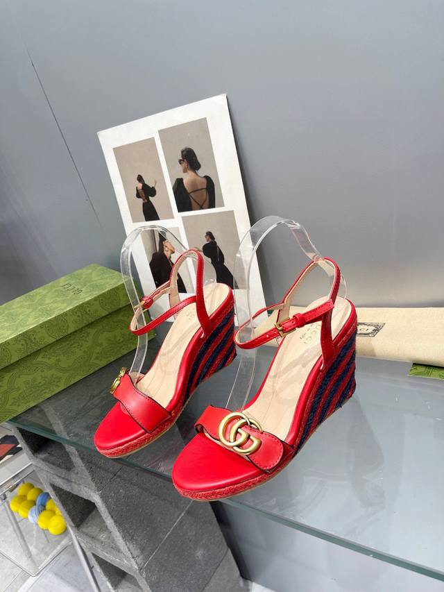 Factory direct price Gucci wedge sandals, high-quality replica, made according t