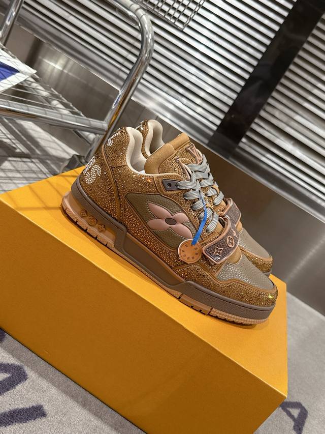 Couple's Louis Vuitton Lv Trainer Limited Edition Bulingbuling Full Rhinestone S