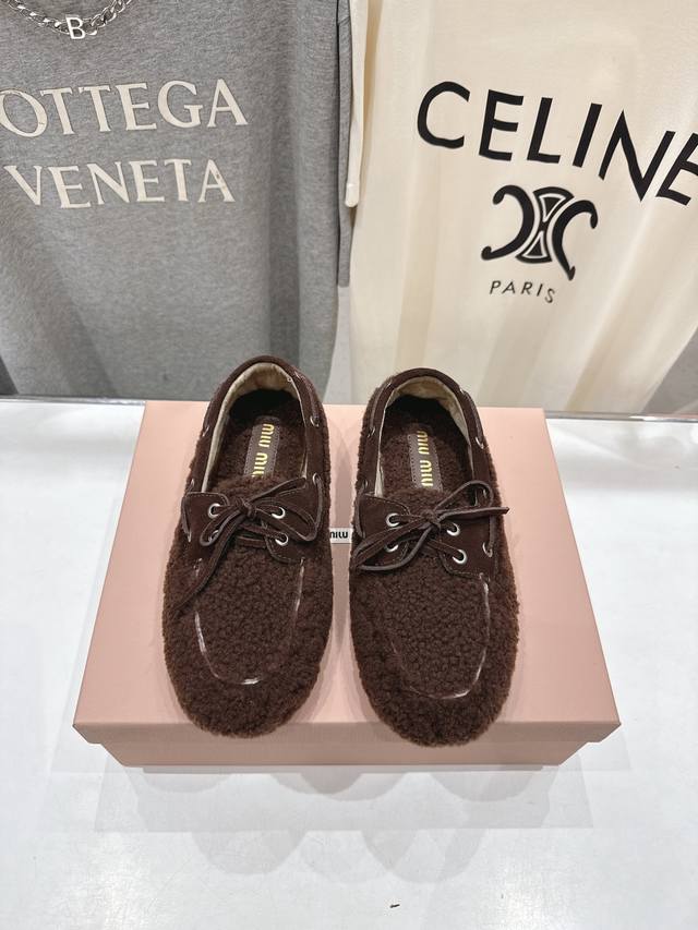 Miu Miu Fall/Winter Runway Slip-on Driving Shoes with Fur Added. These timeless