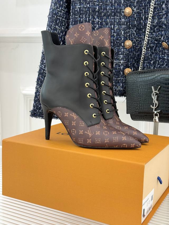 Louis Vuitton New Pointed Toe Monogram High-Heeled Ankle Boots When the century-