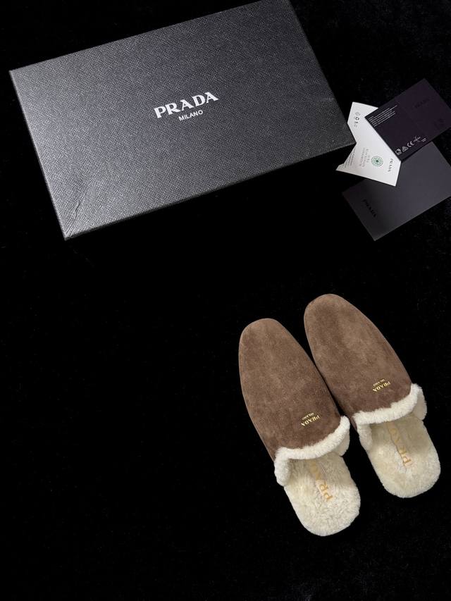 Prad* New fuzzy mop, effortlessly stylish on your feet~ suede & glossy dual-mate