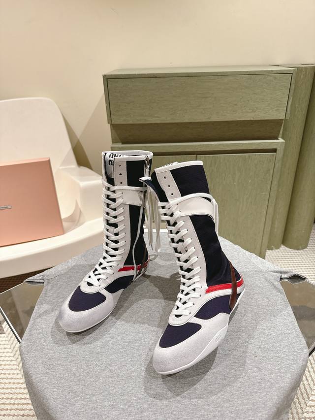 Mid-top/High-top Miumiu 224 New Canvas Boots~ A must-have for those who love sty