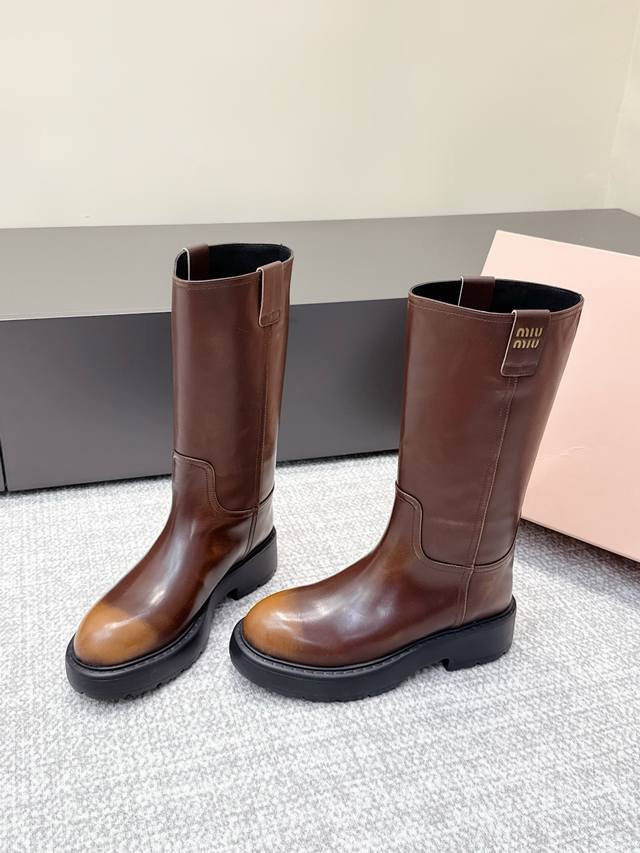 High-quality Miu Miu 2025 Autumn/Winter New High-top Riding Boots, 12-inch Miu M