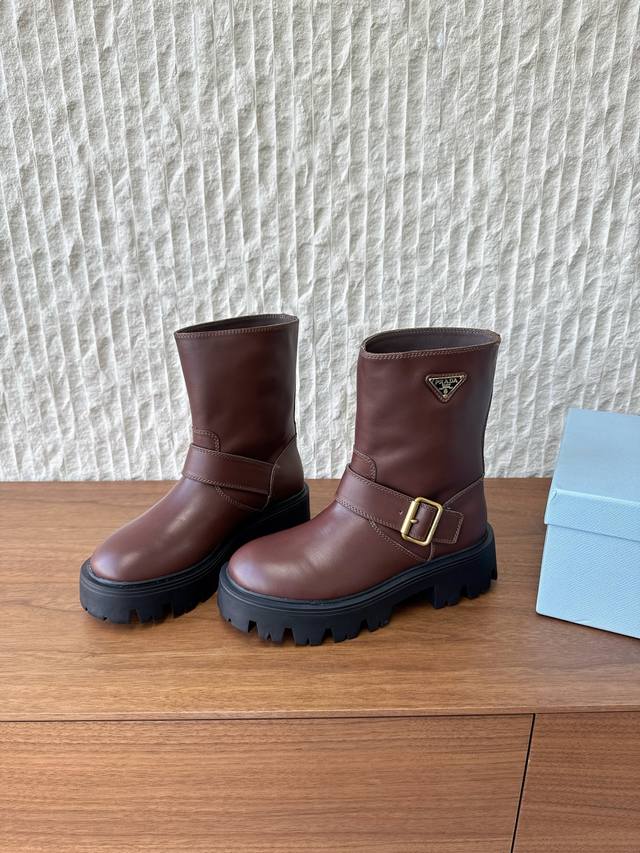 Leather G716 Prada 25Ss Autumn/Winter New Thick-Soled Ankle Boots Fashionable th