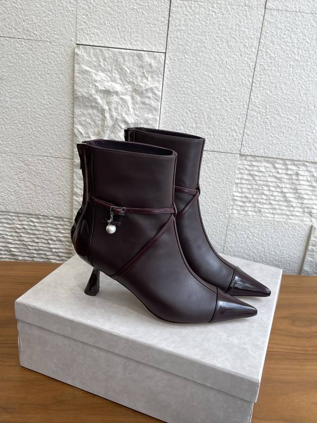 Top Version: Jimmy Choo 2025 Autumn New Arrival Aren Ankle Boot 65 Pearl Charm H