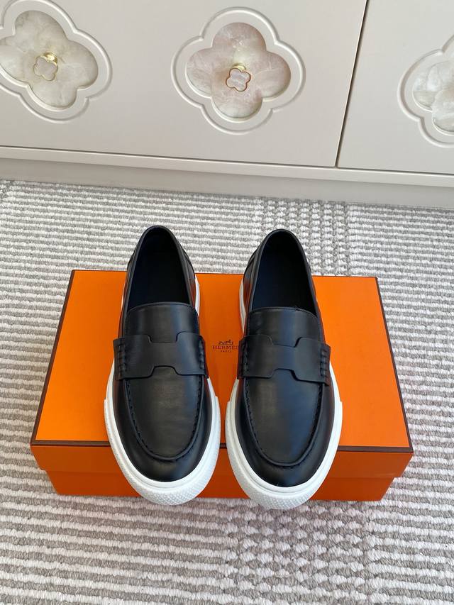 Batch of men's and women's Hermes platform slip-on loafers, top quality, classic