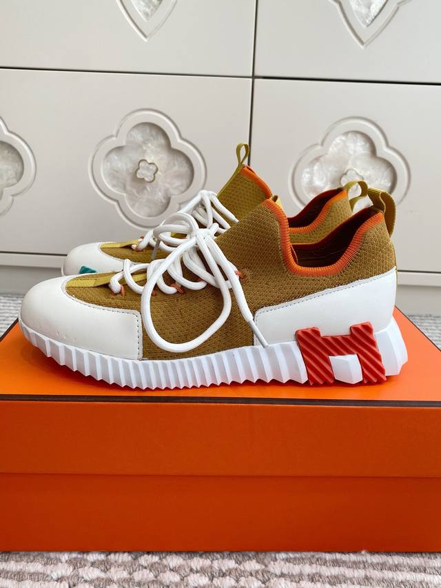 Hermes Bouuncing Couple Style H-lace-up Platform Sneakers (Men's & Women's). Top