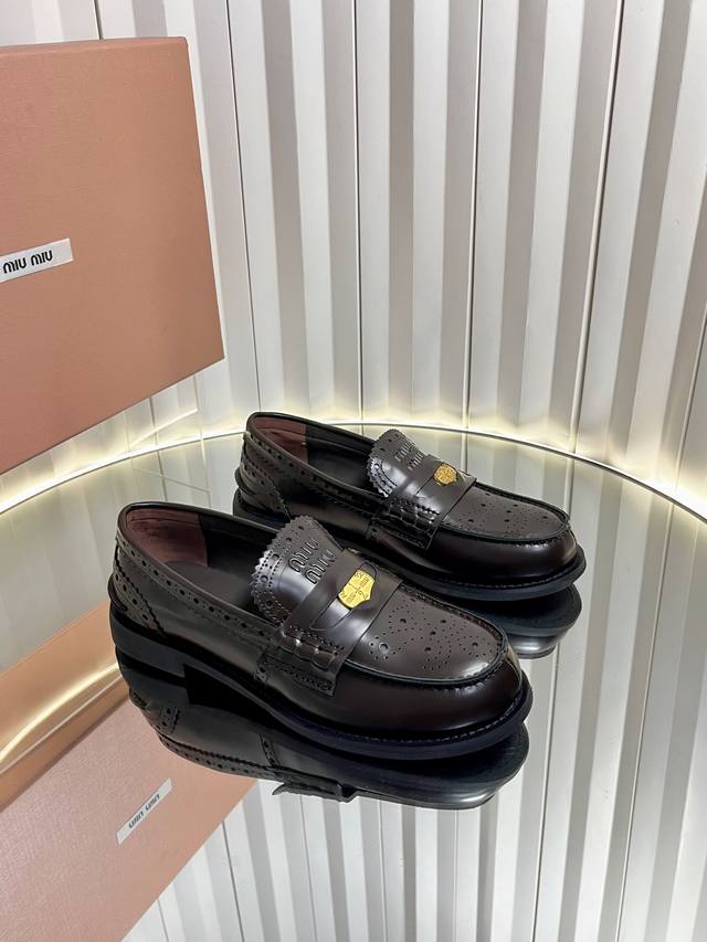 Miu Mi* New lightweight coin-patterned platform loafers, retro British style wit