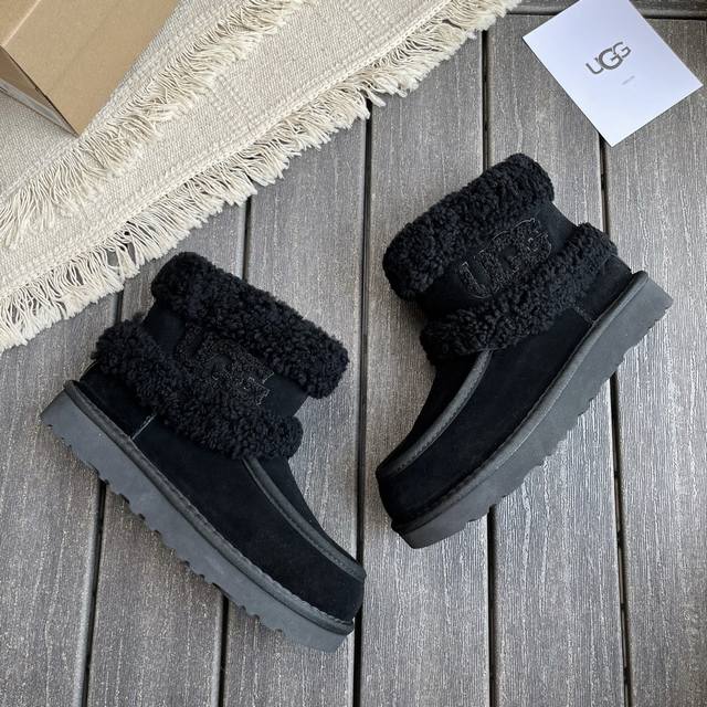 Factory Price: Ugg Embroidered Logo Suede Snow Boots are here! Made of cowhide w