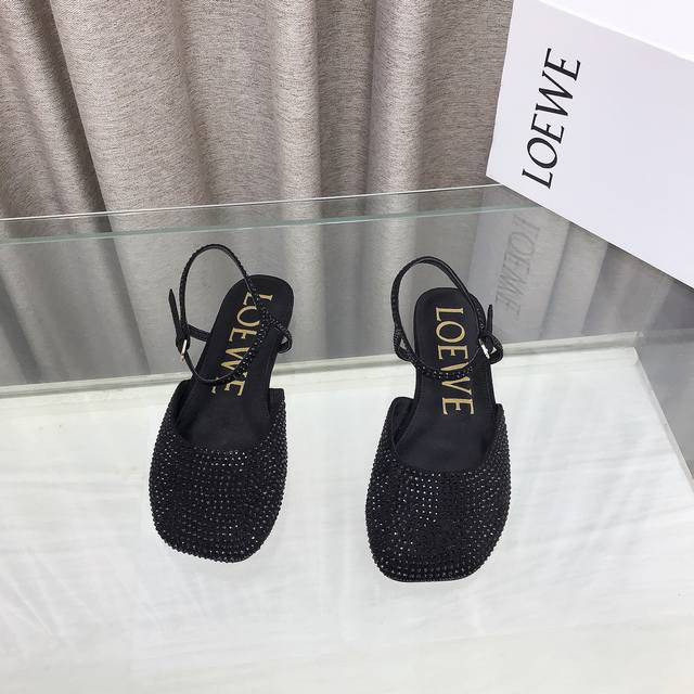 Leather Rhinestone Slippers - The latest Loewe 25 Ss summer limited edition slip