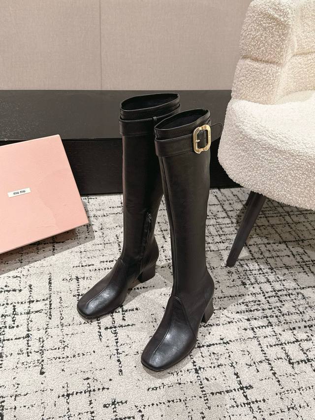 Miumiu 25 Autumn/Winter New Elastic Sheepskin Boots, Super Soft High-Heeled Over