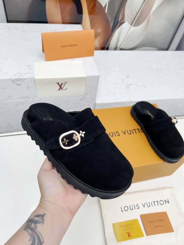 Louis Vuitton New Winterbreak Comfers (Closed-Toe Slip-On) Features a leather up