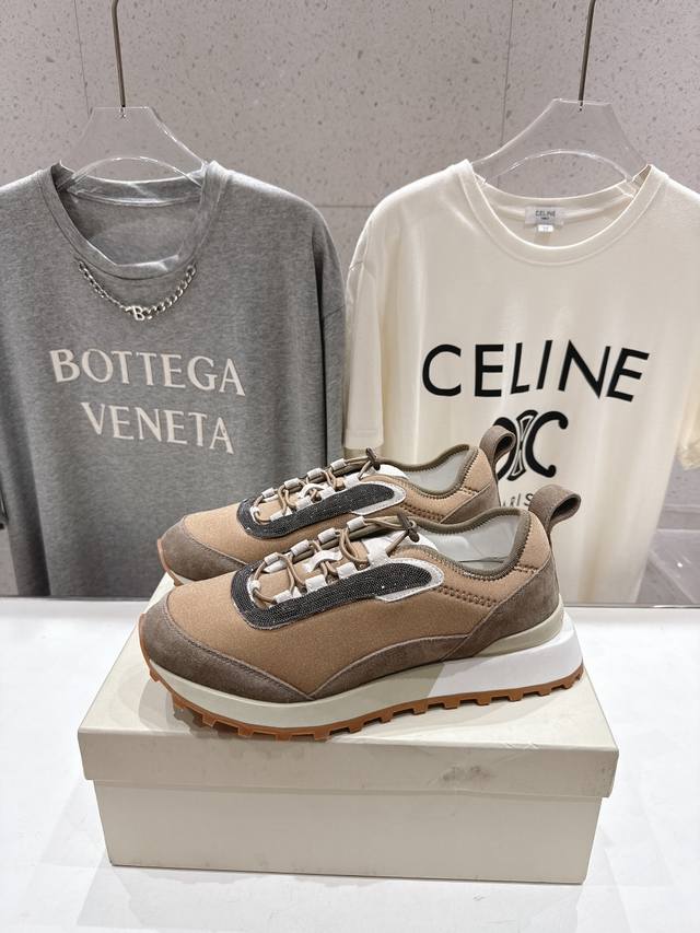 High-quality factory-made Brunello Cucinelli F059 new lace-up platform casual sn