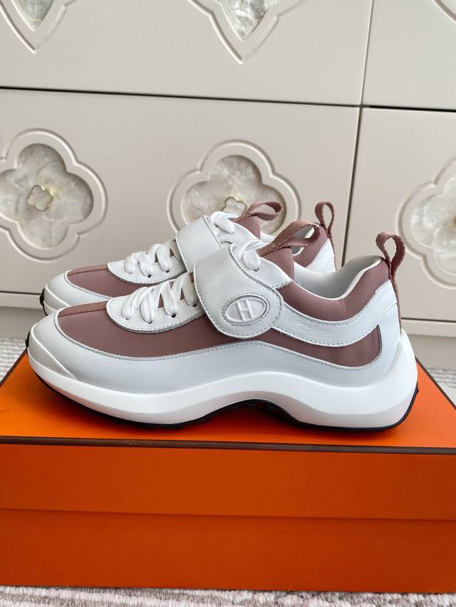 Batch of men's and women's Hermes 25Ss H new Loop Sneakers, couple style, Velcro