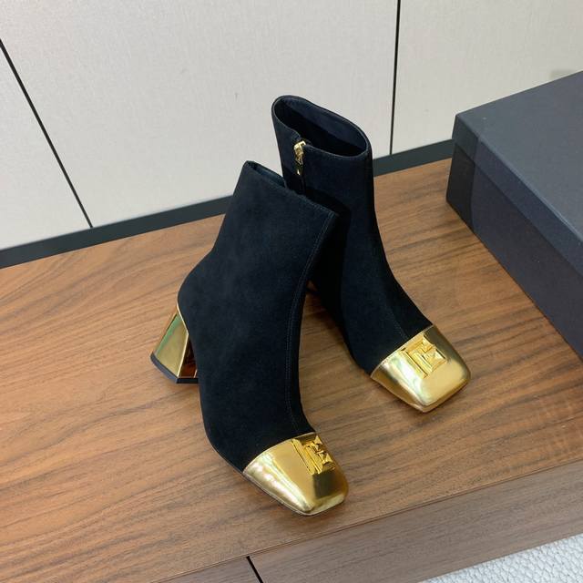 Bal*Ain Square Toe Color Block Chunky Heel Ankle Boots. Increasingly unique and