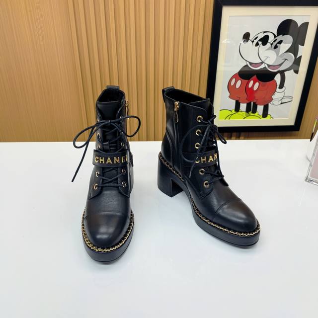 2025 Latest Chanel Heavy-Duty Lace-Up High-Heeled Ankle Boots All-Round King for