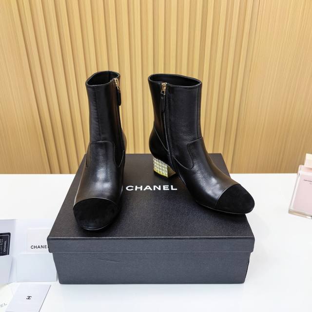 Chanel Pearl Heel Ankle Boots Pearl Snowflakes Chanel has set the Milky Way on t