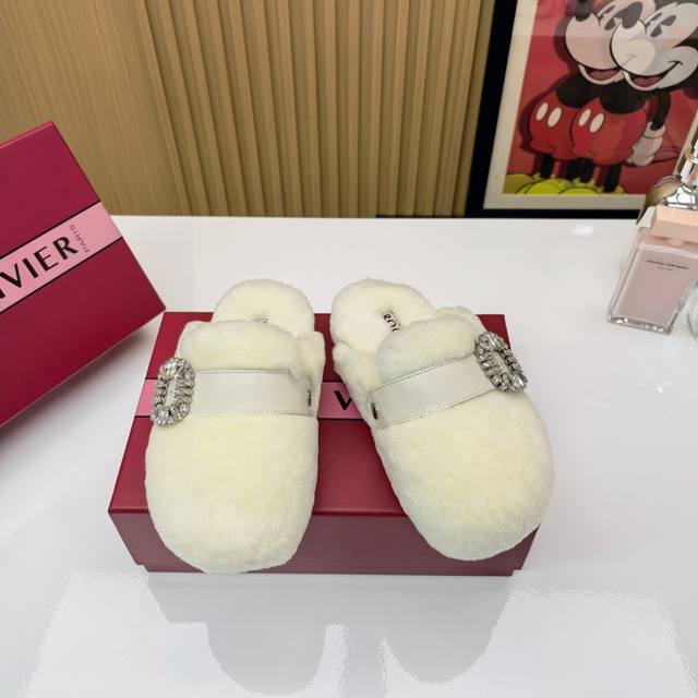 Rv Classic Diamond Buckle Birken Slippers The pinnacle of wool aesthetics! Roger