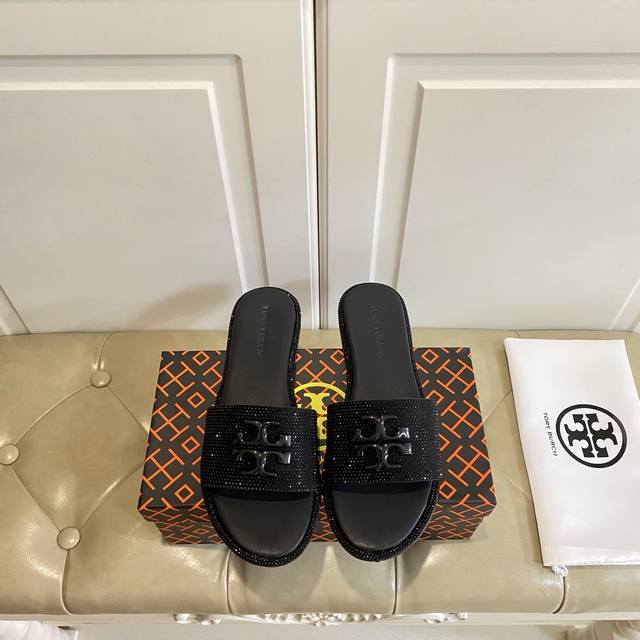 Factory price (Pp), Tory Burch new rhinestone slippers, rhinestone face, lambski