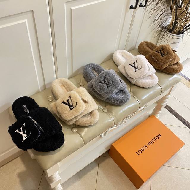 Factory price, Louis Vuitton*Lv new slippers, small pocket bag exterior, wool ou