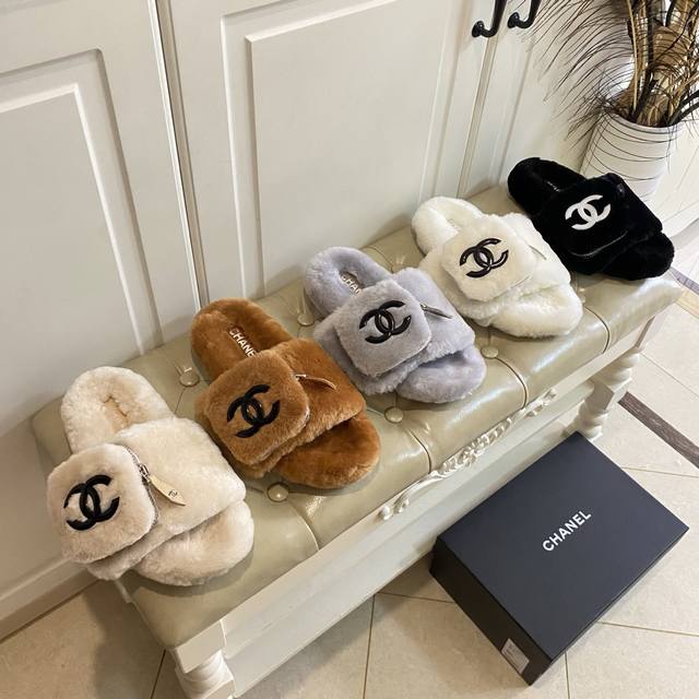 Factory price (Pp), Chanel Fall/Winter new style wool slippers, small pocket bag