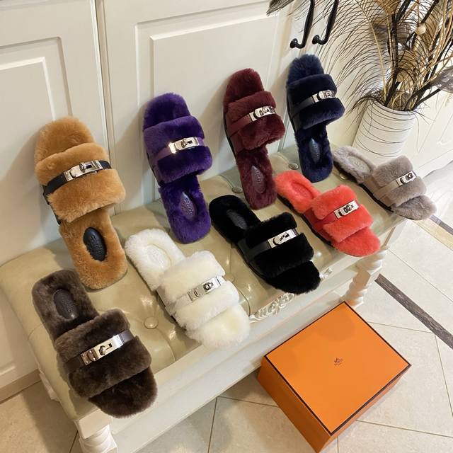 Factory Price (P), New Hermes Fleece Slippers, a top-selling style in internet c