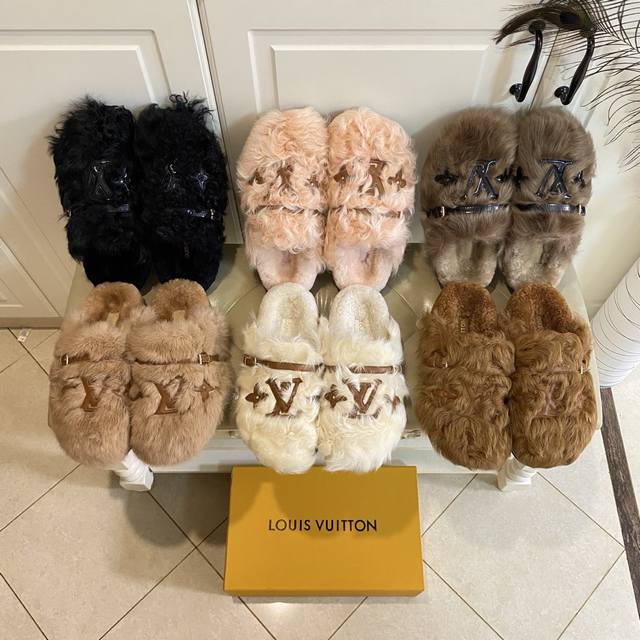 Factory Price P, Louis Vuitton*Lv New Style Sheepskin Slippers, Sheepskin Upper,