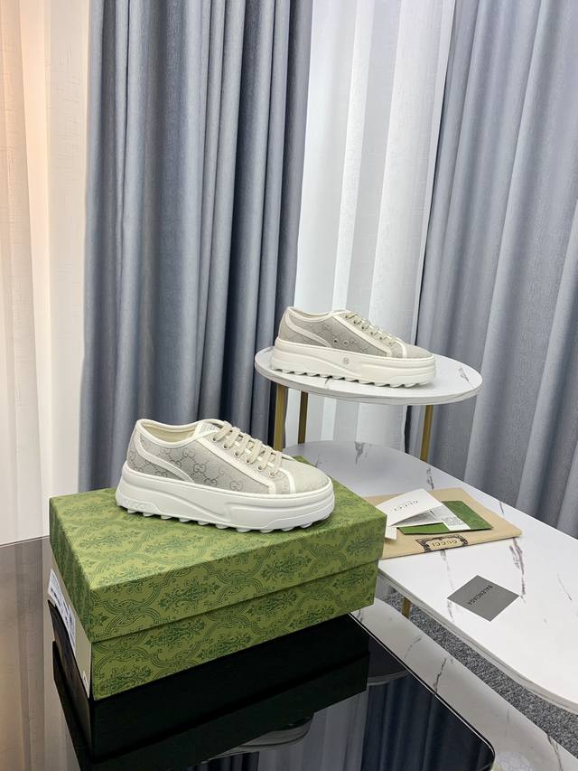 High-quality replica *Gucci* popular monogram canvas casual platform shoes, 1:1