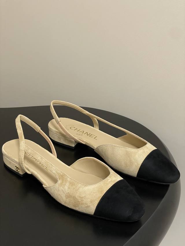 Top Quality 25S Early Spring New Chanel Exquisite Suede Sling-Back Sandals Flat