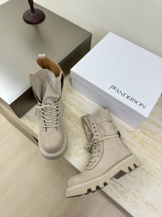 Hiking Boots JW Designer Brand Women's Shoes Top Layer Suede Genuine Leather wit