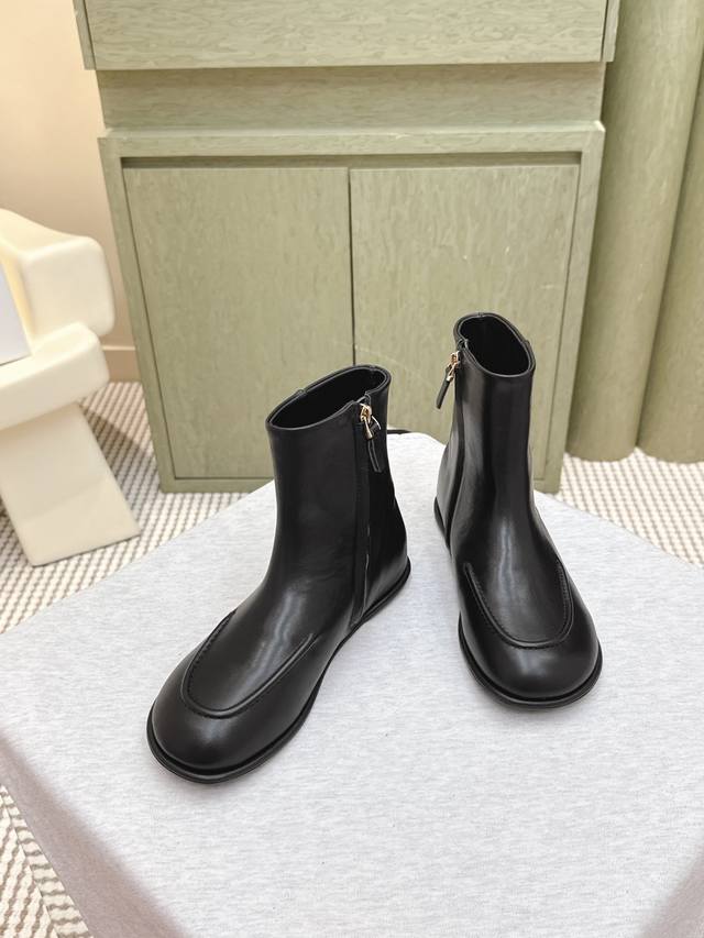 High-quality import | D0118 The Row mid-calf boots, minimalist high-end flat boo