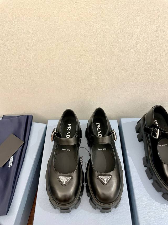 Leather Prada 25 New Mary Jane Platform Shoes The iconic Monolith shoe's geometr