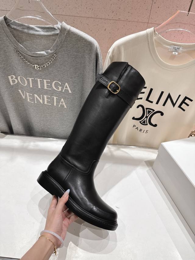 Celine Autumn/Winter New 16-inch Stylish British Style Mid-Calf Boots, Rider Boo