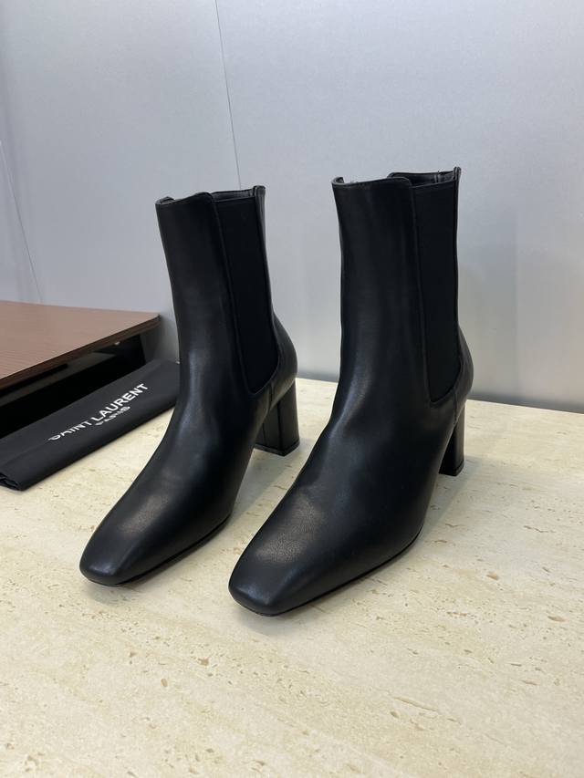 Factory Price P Saint Laurent 2025 Fall/Winter New Chelsea Chunky Heel Elastic W