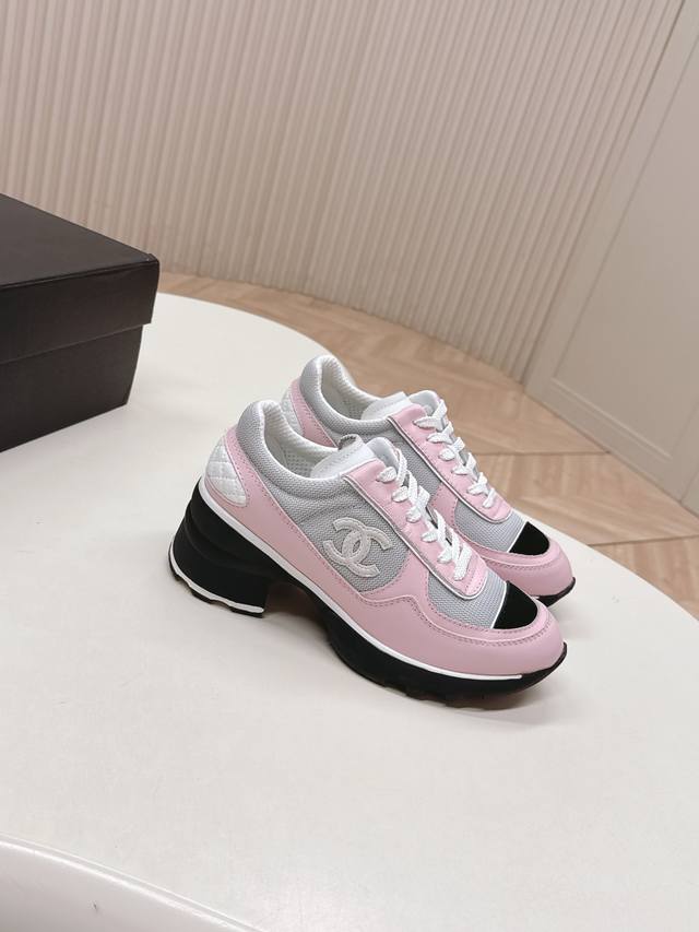 Hot Selling Chanel 25K Autumn/Winter New High-Heeled Color-Blocked Casual Sneake