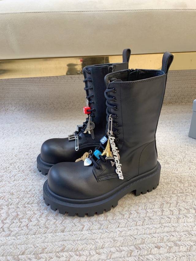 Balenciag*Ss25 New Double B Lace-up Ankle Boots Original Last Top Quality Materi