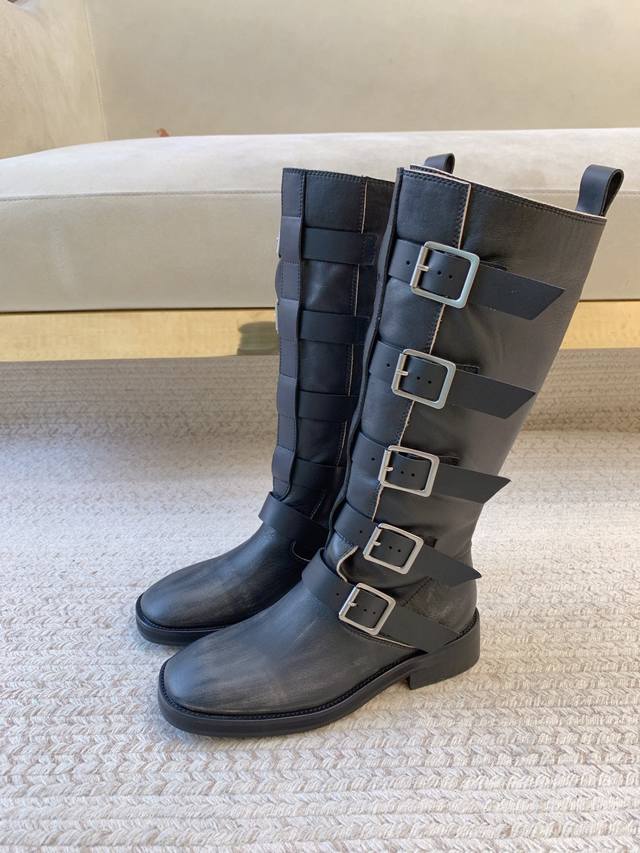 Miista*Ss25 New Iron Buckle Long Boots Original Last Top Quality Material Upper: