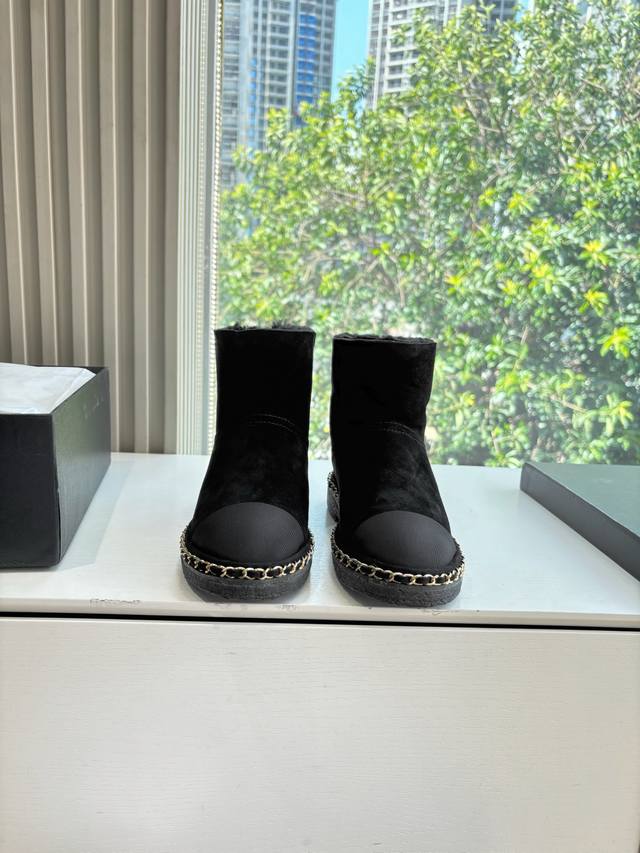G233 Chanel* Chanel Autumn/Winter Chelsea Short Boots, Cotton Shoes, Snow Boots,