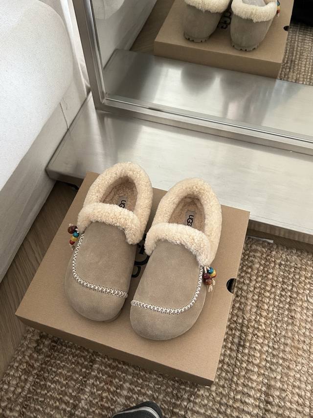 Ugg Little Red Book Mules Beaded Slip-on Shoes, trendy stitching design, warm su