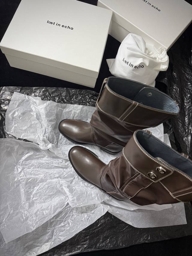 Lost In Echo New Arrival Stacked Long Boots with an Inherent Cool and Stylish Bu