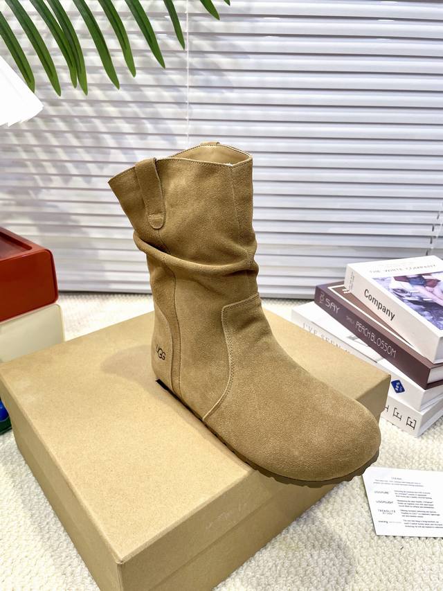 Ugg Snow Boots Super Popular Korean Style Pleated Curly Fleece Thin-Soled Boots