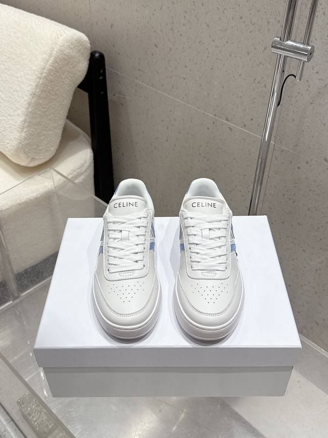 Thin-soled Celine new white sneakers, hot new colorway and style, simple overall