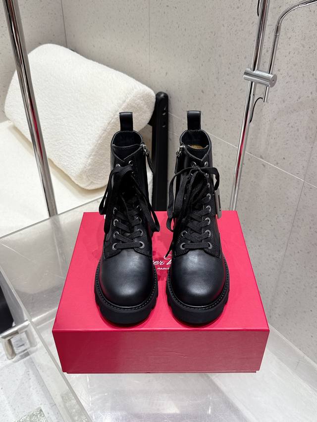 Roger Vivier Suede Autumn/Winter New Women's Boots, Square Buckle Mid-Calf Boots