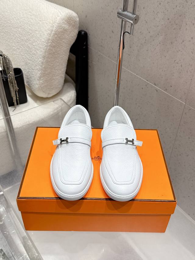 Factory Price: Men's +10 Hermes Kelly Buckle Couple Casual Loafers Slip-On Shoes