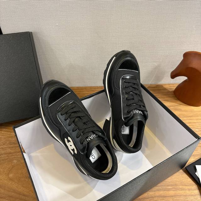 Chanel 25K Fall/Winter New High-Heeled Color-Blocked Casual Sneakers - Weird and