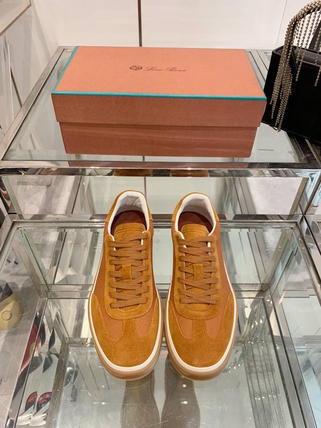 Men's Loro Piana Training Shoes Casual Sneakers This new suede tennis shoe featu