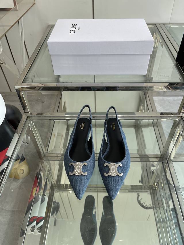 Celine 2025Ss New Arc de Triomphe Pointed Toe Flat Sandals Sexy and elegant poin