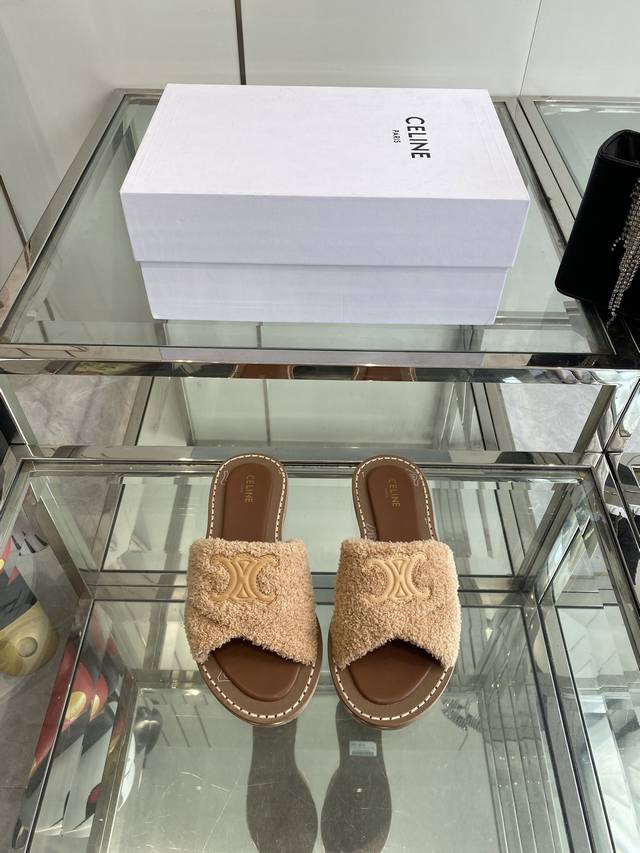 Celine 25Ss Spring/Summer New Slippers, Arc de Triomphe British Style Flat Slipp